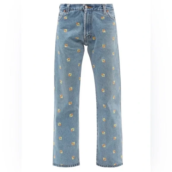 RE/DONE X Levi's 70s Floral-Embroidered Upcycled Jeans 25 - Picture 1 of 10